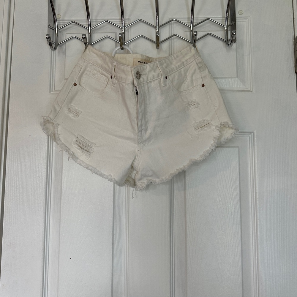 Pacsun high rise white jean shorts